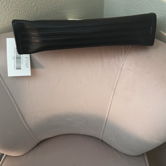 Mario Valentino black Pvc embossed clutch w/gold initial V hardware on front - Picture 6 of 6